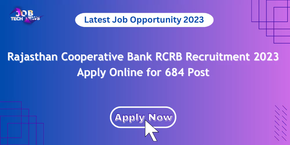 Rajasthan Cooperative Bank RCRB Recruitment 2023 Apply Online