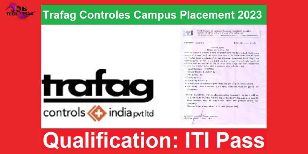Trafag Controles india Pvt. Ltd.Campus Placement 2023 | Trainee